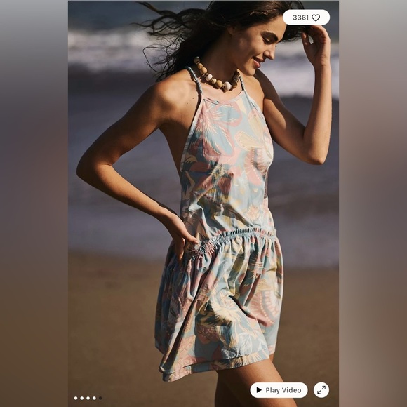 FREE PEOPLE Deserted Island Floral Halter Mini Dress M Size Medium SOLD OUT - Picture 2 of 12